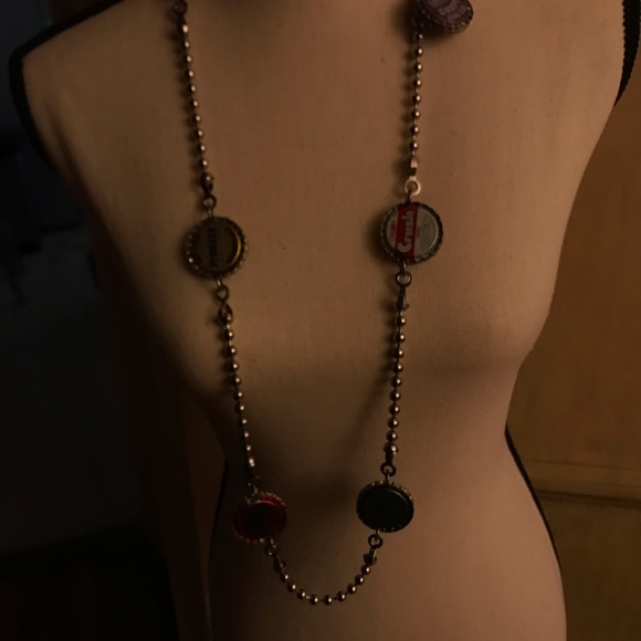 Necklace/belt.  Antique bottle caps & Swvski cryst - Picture 3 of 8